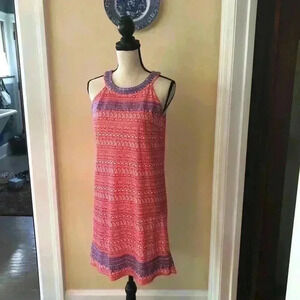 THML | Zinia Embroidered Knit Dress - Red & Blue